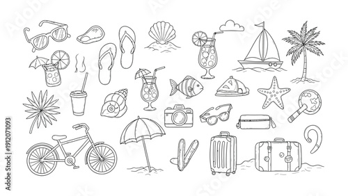 Seaside Symbols Collection: A collection of meticulously drawn symbols of the beach. perfect for adding a touch of coastal charm to your designs.