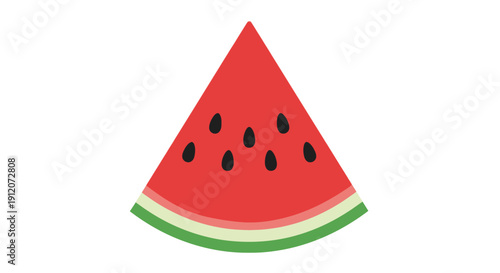 A colorful illustration of a single watermelon slice featuring seeds