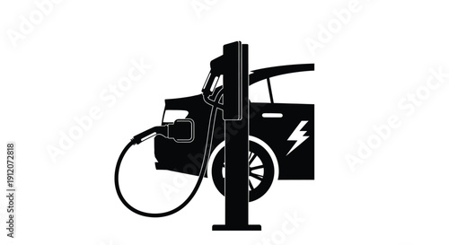 Black and white illustration of a battery with a positive and negative sign