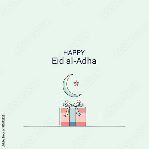 Gift Box with Crescent Moon and Star.