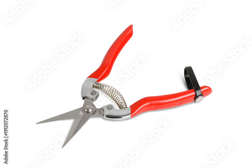 Red Garden Pruning Shears Isolated on White
