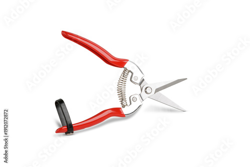 Red Handled Garden Pruning Shears Isolated