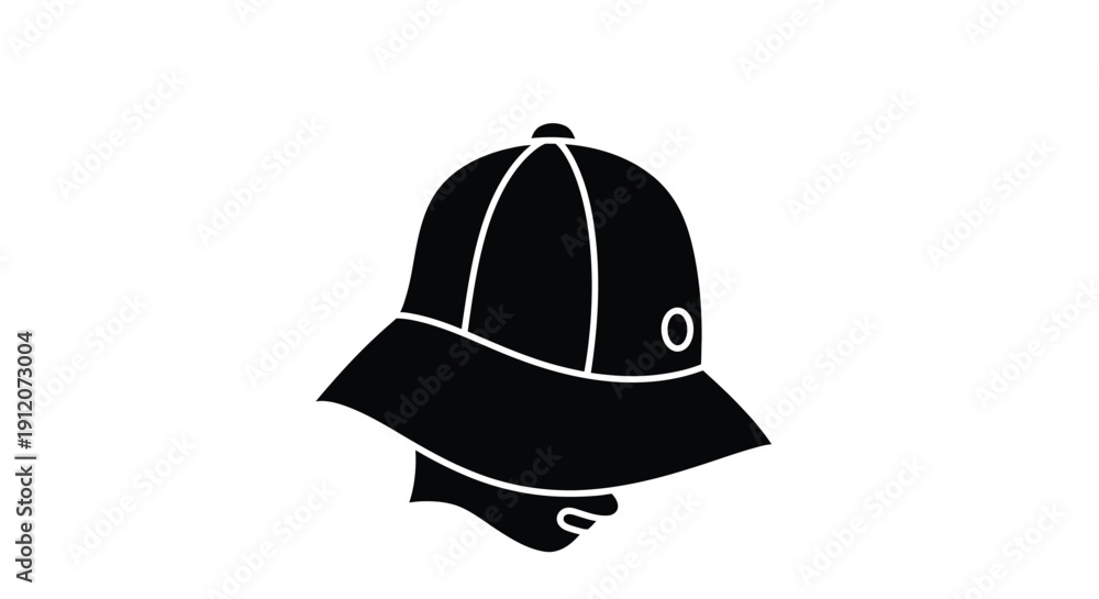Fototapeta premium Simple black and white illustration of a classic bucket hat design