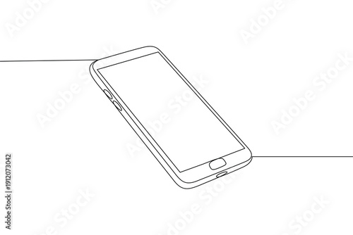Single line art vector illustration of a mobile phone gadget icon
