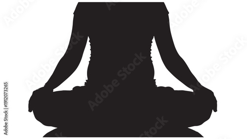 A serene silhouette of a person meditating peacefully in a lotus position on a calm floor with a simple background viewed from the front