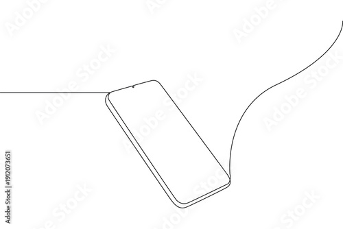 Single line art vector illustration of a mobile phone gadget icon