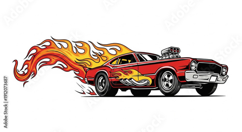 Vintage Red Hot Rod Car.