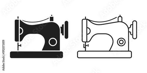 Sewing Machine vector graphic, needle and machine silhouette, vector design for tailor branding, clothing, and sewing application illustration.