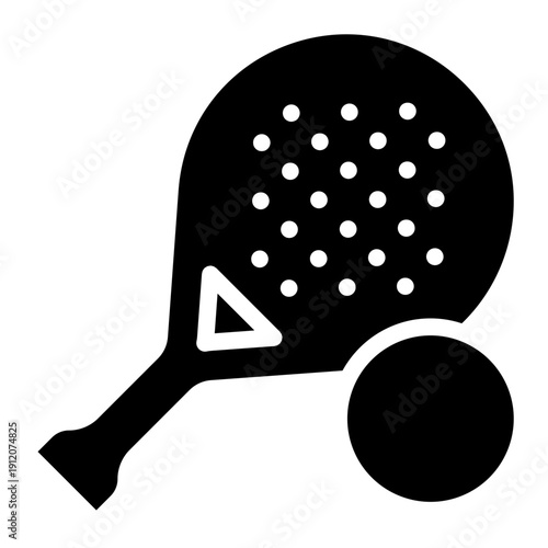 Racket ball padel icon glyph style vector illustration