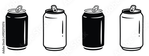 Soda Can icon design, black outline vector, soda and juice beverage symbol, drink packaging and refreshment concept illustration.