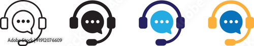 Customer support icon with headset and chat bubble for online help service.