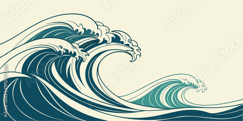 A majestic eagle soaring over a vast, powerful ocean wave