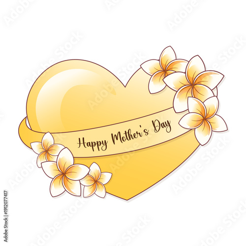Happy Mother's Day with yellow frangipani flowers