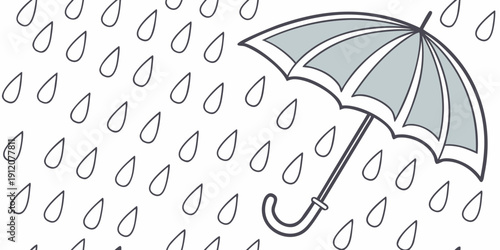 A large black umbrella protecting against a heavy downpour of rain