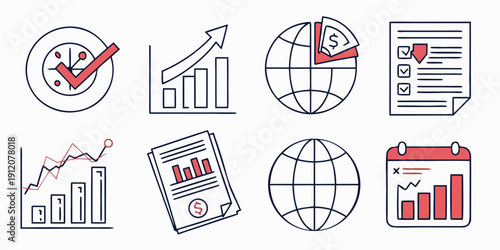 Diverse icons representing various aspects of business and finance