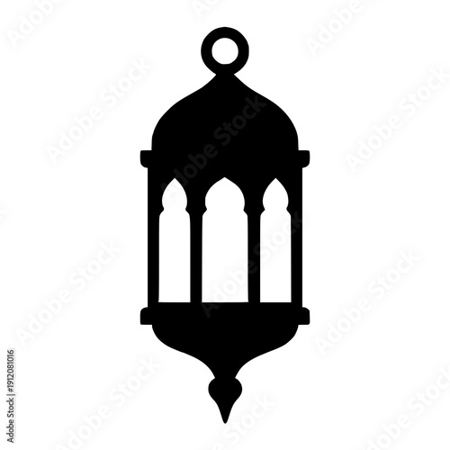 Traditional islamic style hanging lantern with intricate architectural design