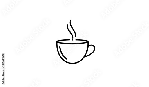 Coffee cup outline logo vector lineart icon isolated on transparent background
