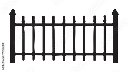 Flat top picket iron gate silhouette vector
