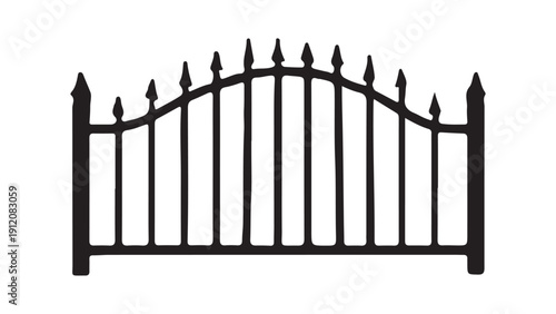 High arch spearhead iron gate silhouette vector