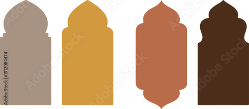 Islamic Prayer and Mosque Icon Set – Muslim Worship, Ramadan Kareem, Eid Mubarak, Crescent Moon, and Spiritual Faith Vector Symbols