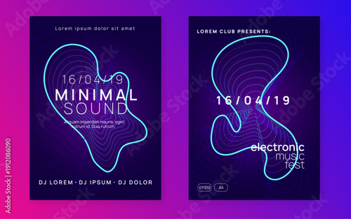 Party Event. Green Dj Set. Music Festival Element. Concert Cover. Night Club Banner. Blue Edm Background. Electronic Beat Illustration. Violet Party Event