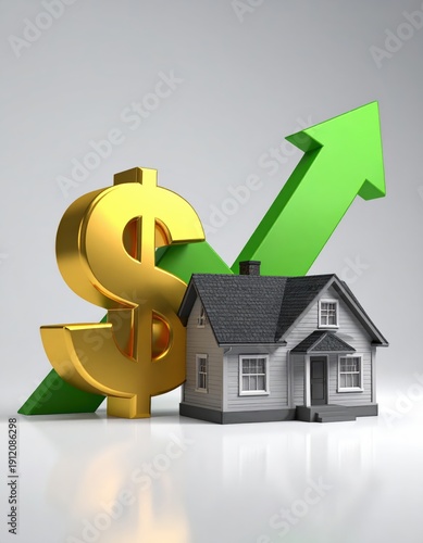 Rising Home Values And Real Estate Market Growth With Dollar Sign And Upward Arrow