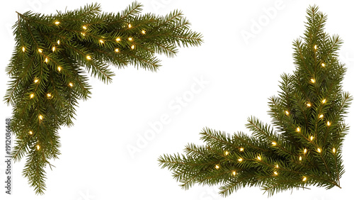 Decorative pine corner garland with lights