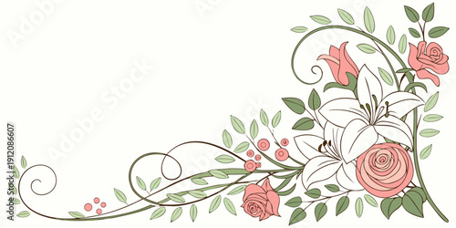 Elegant floral design with intricate patterns and vibrant colors
