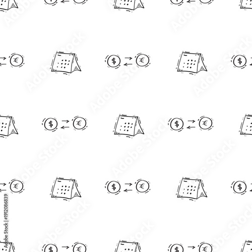 Doodle business plan seamless pattern, startup growth idea element background