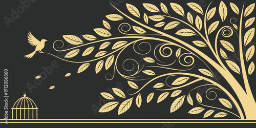 A majestic tree with intricate branches and a classical building in the background.