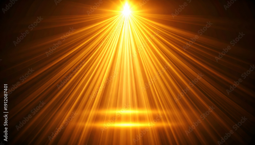 Obraz premium Yellow and Orange Stage Spotlight, God Light Rays Shining from Above Background Illustration