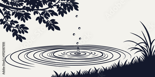 A serene pond with ripples reflecting the surrounding trees and nature.