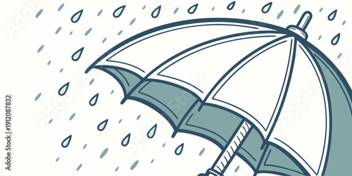 A vibrant illustration of a blue umbrella shielding from a downpour of rain.