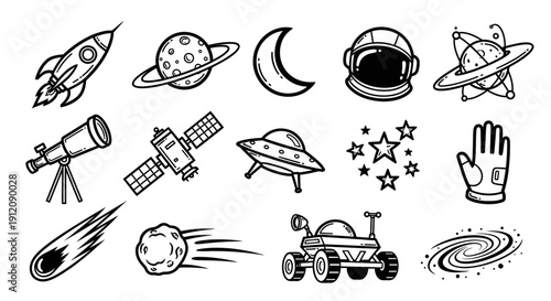 Space icons and symbols collection