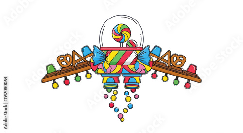 Colorful Candy Machine Dispensing Sweet Treats Illustration