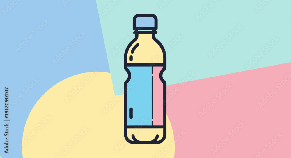 Obraz premium Minimalist Water Bottle Illustration on Pastel Geometric Background