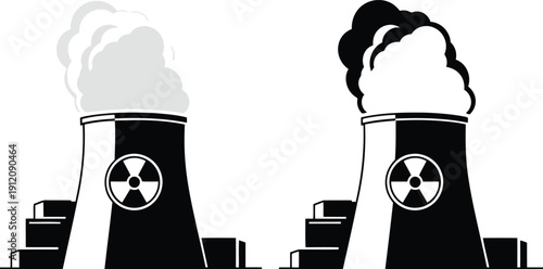 Nuclear power plant icon set Vector