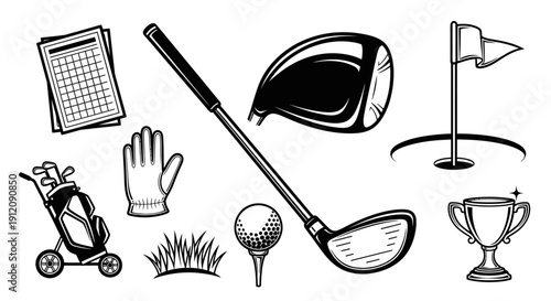 Golf sport icons collection