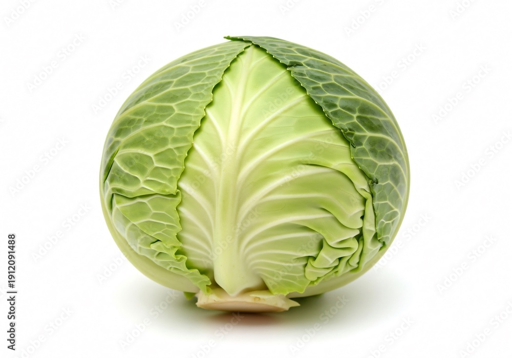 Fototapeta premium Fresh Cut Green Cabbage Isolated on White Background