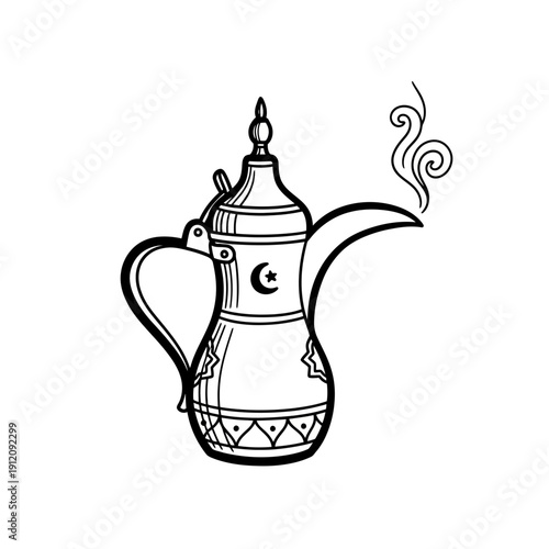 Traditional Arabic Coffee Pot Illustration Design.