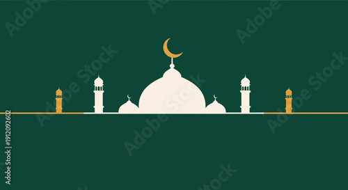 Mosque with Crescent Moon Iconography.