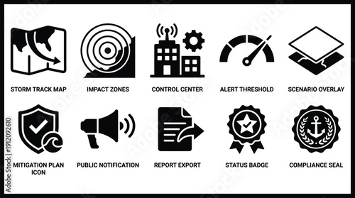 Emergency Response Icons for Storm Tracking and Management
