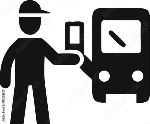 Bus Operator Using Handheld Device for Ticketing or Route Management Tasks