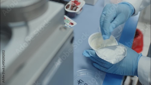 Laboratory Technician Mixing Dairy Product Sample