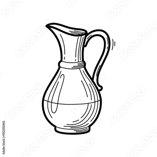 Simple Line Drawing of a Pitcher.