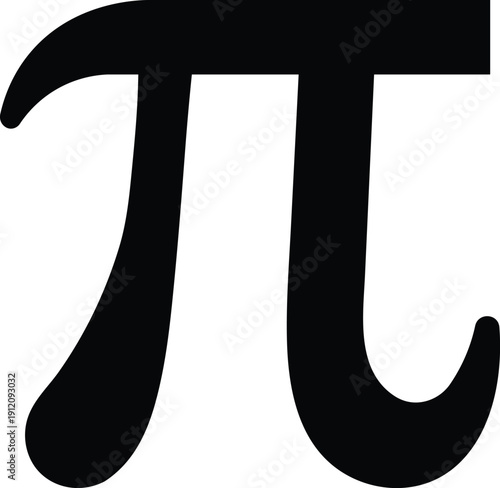 Black Greek letter Pi symbol on a white background mathematics science
