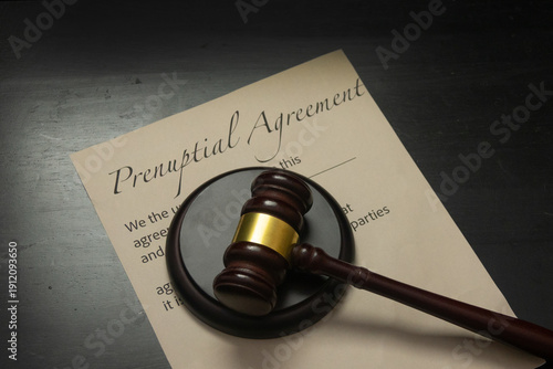Prenuptial Agreement Legal Marriage Contract With Judicial Gavel Justice Concept