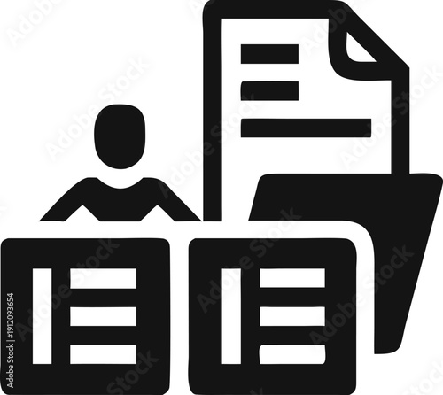 Digital document organization with a person overseeing efficient file management and information processing