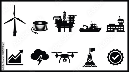 Energy Industry Icons and Symbols for Business and Technology