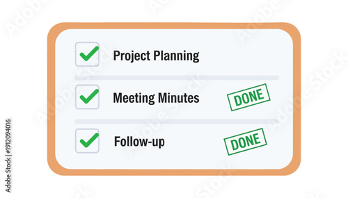 Task list with three items marked as completed and in progress on a digital to-do list screen